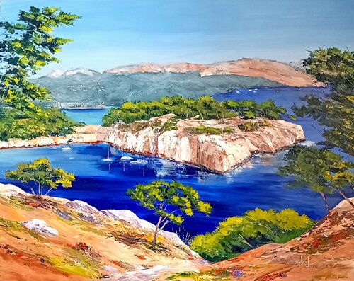 Calanque de Port Miou en Provence by Véronique Degabriel, Painting for Sale on Singulart