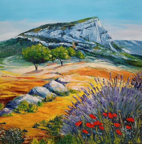 Lavandes près du Garlaban en Provence by Véronique Degabriel, Painting for Sale on Singulart