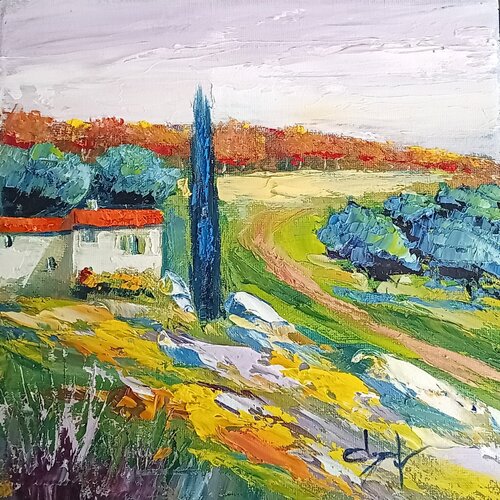 Maison de Provence à la lisière de la forêt par Véronique Degabriel, Peinture en vente sur Singulart