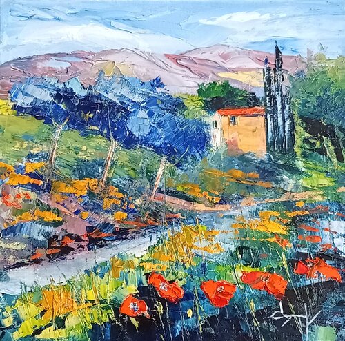 Gentils coquelicots par Véronique Degabriel, Peinture en vente sur Singulart