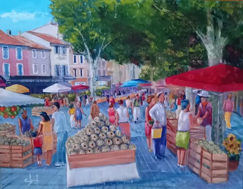 Fête du melon à Cavaillon en Provence by Véronique Degabriel, Painting for Sale on Singulart