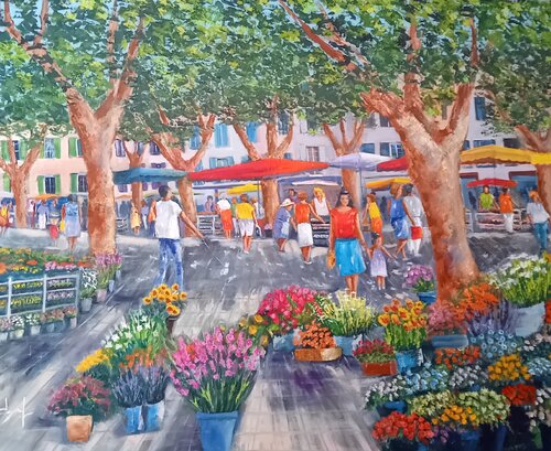 Marché provençal by Véronique Degabriel, Painting for Sale on Singulart