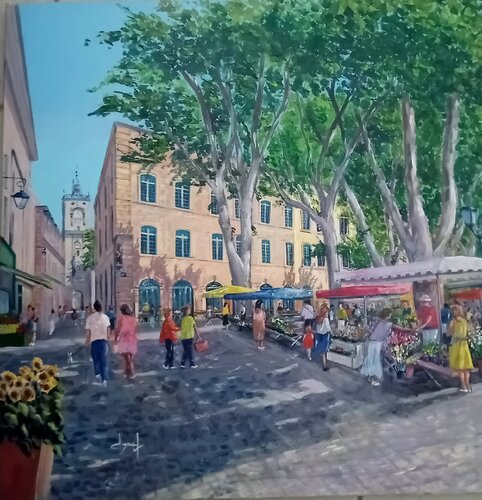 Marché provençal à Aix en Provence par Véronique Degabriel, Peinture en vente sur Singulart