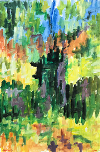 Tree in garden van Gabriëlla Cleuren, Werk op papier te koop op Singulart