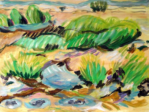 Zeeland variations on mudflats 01 di Gabriëlla Cleuren, Opera su carta in vendita su Singulart