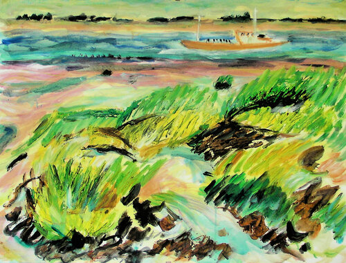 Zeeland variations on mudflats 04 di Gabriëlla Cleuren, Opera su carta in vendita su Singulart