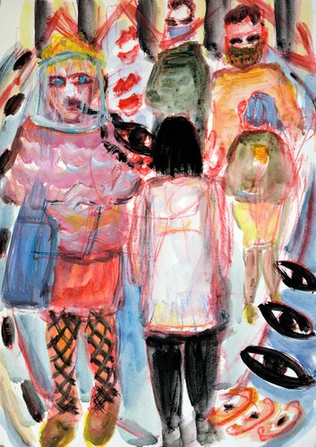 Aliens or people par Gabriëlla Cleuren, Œuvre sur papier en vente sur Singulart