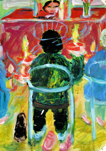 Meditation - burning the evil di Gabriëlla Cleuren, Opera su carta in vendita su Singulart