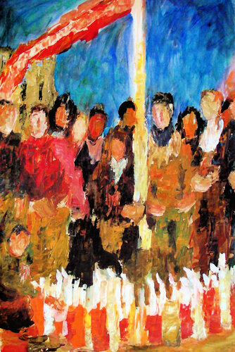 Attracted and united by light by Gabriëlla Cleuren, 紙の作品 for Sale on Singulart