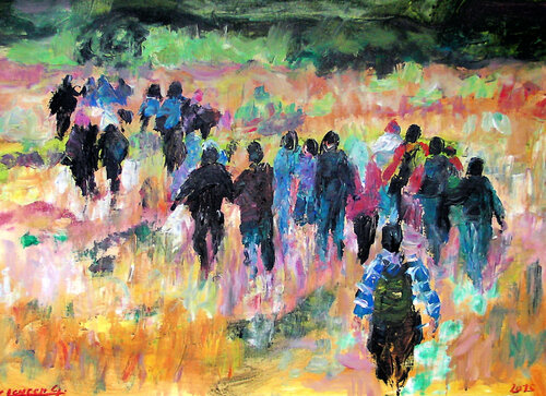 Wanderers 02 di Gabriëlla Cleuren, Pittura in vendita su Singulart