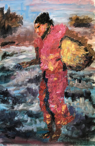 I looked for food, but found only stones de Gabriëlla Cleuren, Pintura a la venta en Singulart