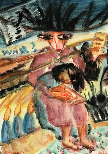 Night fever because of war von Gabriëlla Cleuren, Malerei kaufen auf Singulart