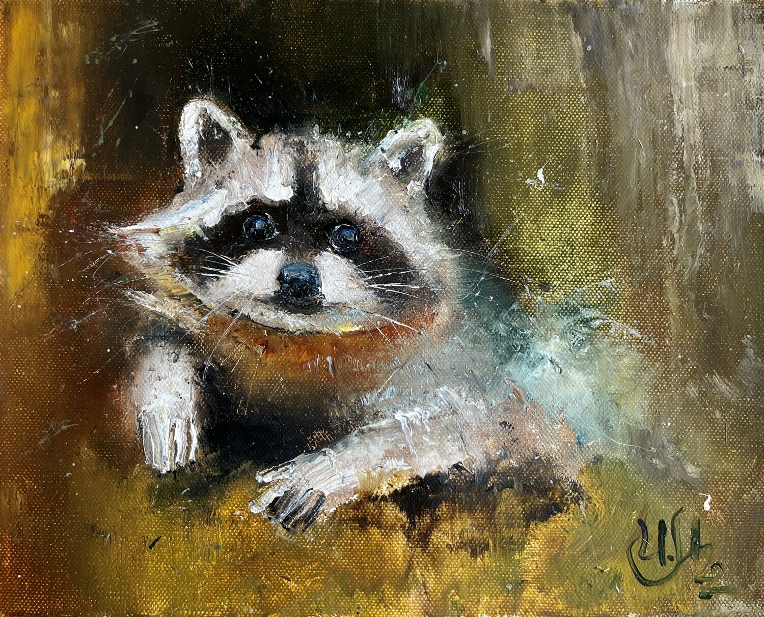 Raccoon Acrylic Painting