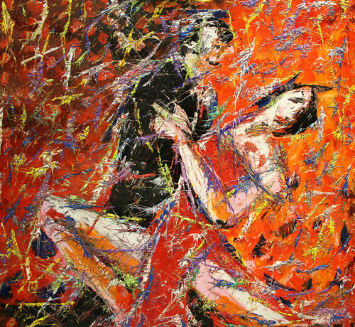 Un tango a colori van Enrico Nicodemo - Demó, Schilderij te koop op Singulart