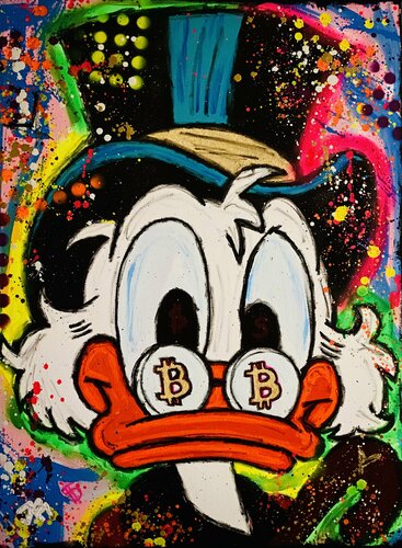 Scrooge bitcoin di Jose Rivera, Pittura in vendita su Singulart