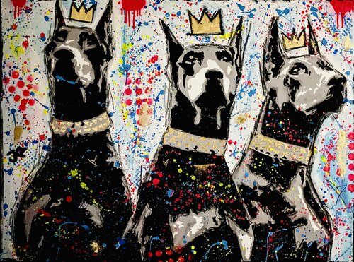 Doberman king di Jose Rivera, Pittura in vendita su Singulart