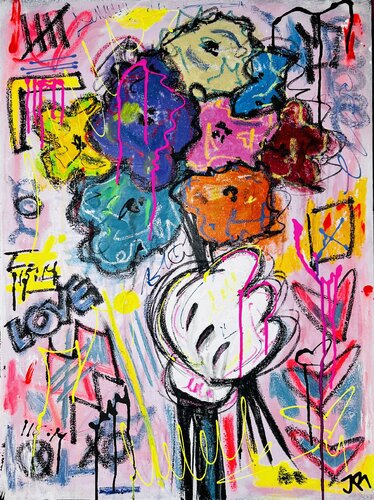 Mickeys Warhol flowers van Jose Rivera, Schilderij te koop op Singulart