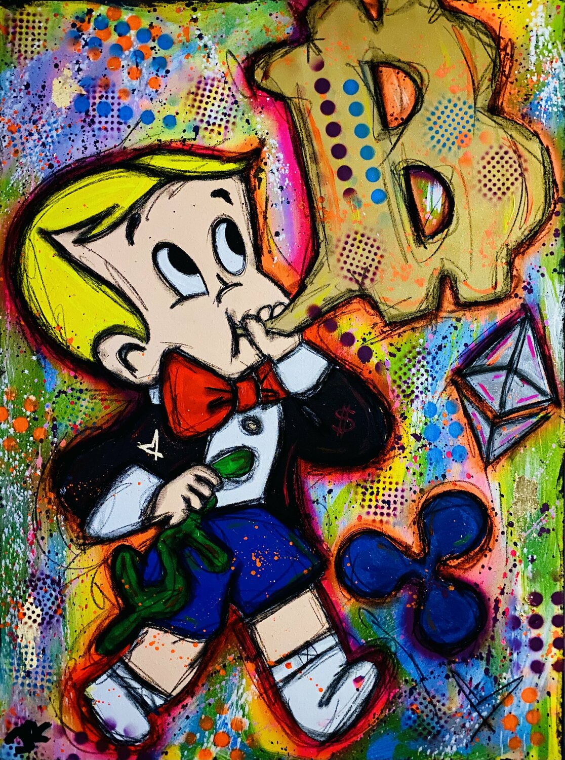 Crypto ballon - Jose Rivera - Acrylique, Fusain sur Toile