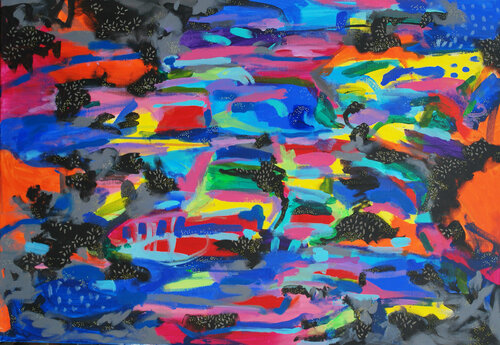 Rock pools 1 di Aasiri Wickremage, Pittura in vendita su Singulart