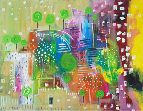 Lights in the middle east di Aasiri Wickremage, Pittura in vendita su Singulart