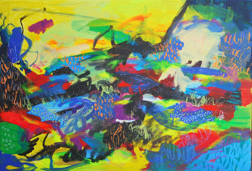 The yellow mountains (sale) di Aasiri Wickremage, Pittura in vendita su Singulart