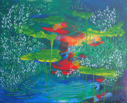 River side walks di Aasiri Wickremage, Pittura in vendita su Singulart