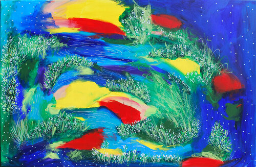 Falling waterfalls 03 di Aasiri Wickremage, Pittura in vendita su Singulart