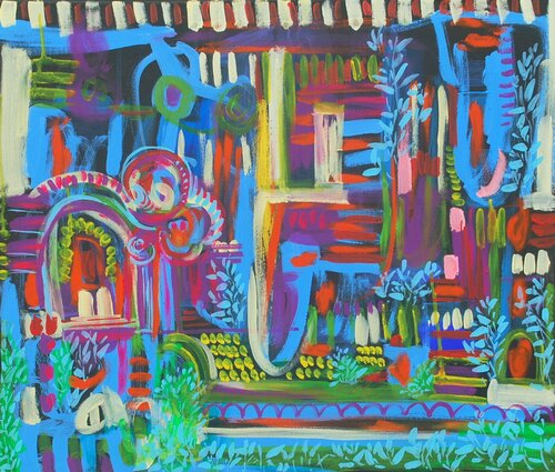 Country house at night van Aasiri Wickremage, Schilderij te koop op Singulart