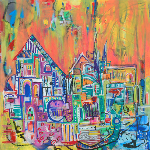Town houses by Aasiri Wickremage, Painting for Sale on Singulart