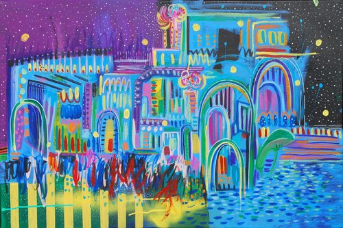 House on the lake by Aasiri Wickremage, Painting for Sale on Singulart