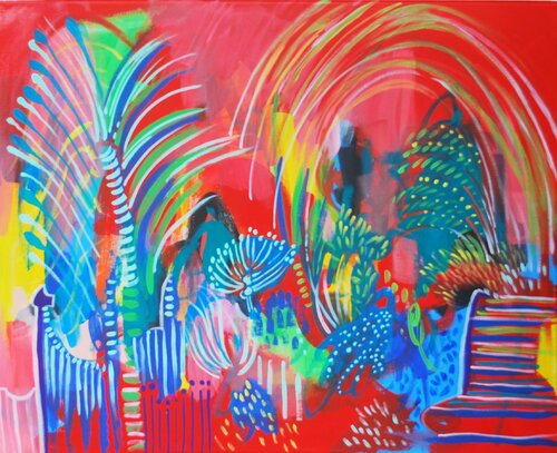 Red tropiccs by Aasiri Wickremage, Painting for Sale on Singulart
