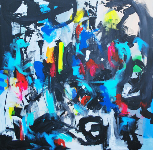 "Ocean spray" Abstract painting 02 van Aasiri Wickremage, Schilderij te koop op Singulart