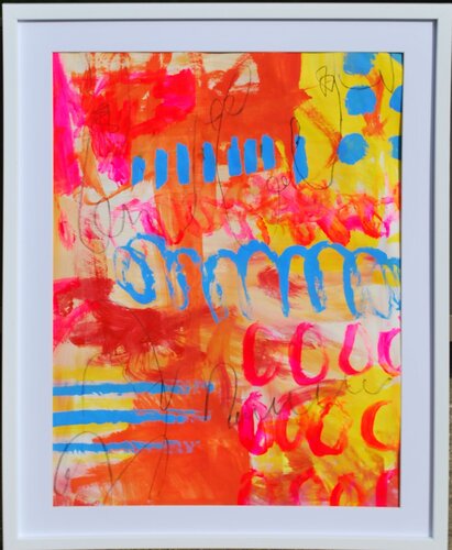 Shades of pink abstract painting van Aasiri Wickremage, Werk op papier te koop op Singulart