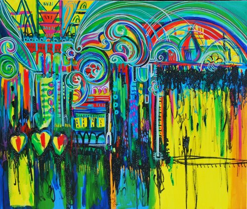Walk down Sim Kwong ho - Singapore van Aasiri Wickremage, Schilderij te koop op Singulart