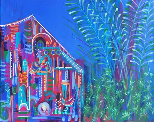 House with a Verandah van Aasiri Wickremage, Schilderij te koop op Singulart