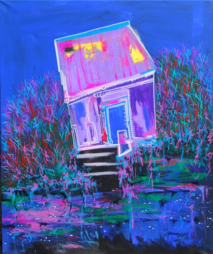 Lilac cottage di Aasiri Wickremage, Pittura in vendita su Singulart