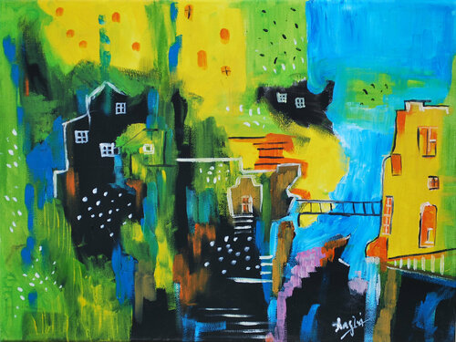 House across the bridge van Aasiri Wickremage, Schilderij te koop op Singulart
