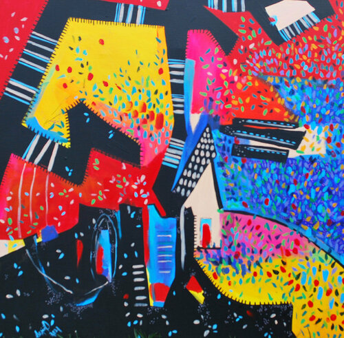 Standing in the middle van Aasiri Wickremage, Schilderij te koop op Singulart