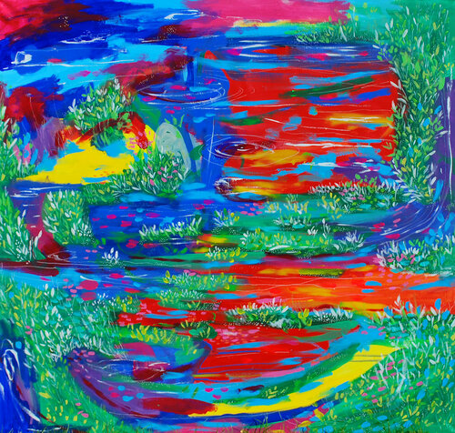 Lotus ponds di Aasiri Wickremage, Pittura in vendita su Singulart