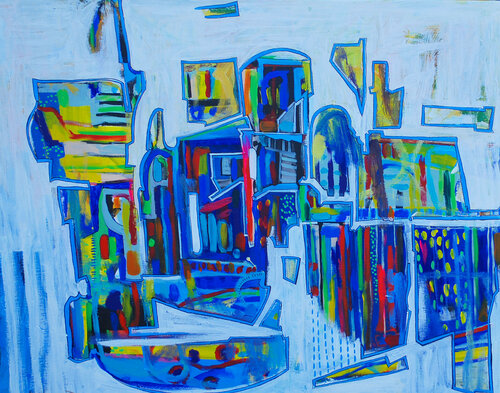 Day in the city di Aasiri Wickremage, Pittura in vendita su Singulart