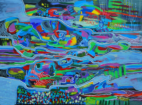 Hills and valleys di Aasiri Wickremage, Pittura in vendita su Singulart
