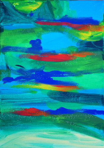 Over the hills di Aasiri Wickremage, Pittura in vendita su Singulart