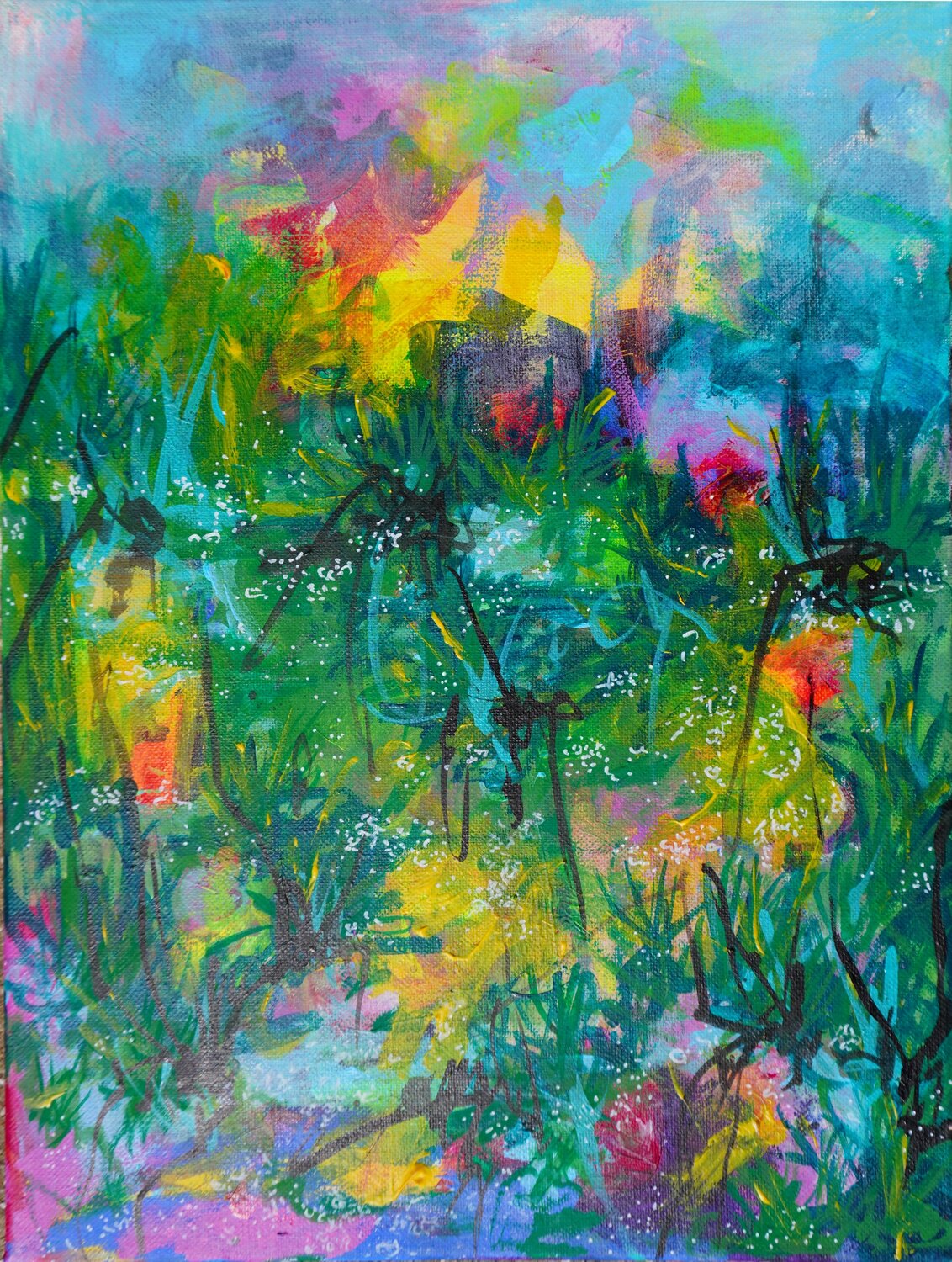 Morning in paradise painting Aasiri Wickremage Originalgemälde zu verkaufen