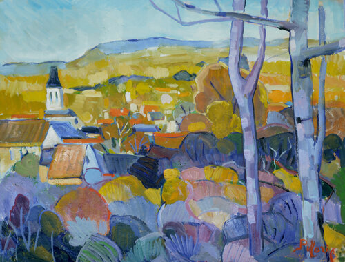 Village normand à l'automne di Patrick MARIE, Pittura in vendita su Singulart