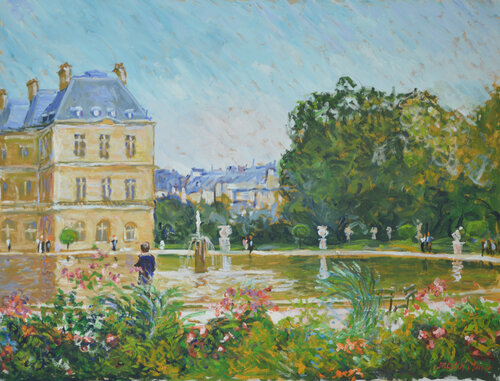 Les fleurs au parc du Luxembourg van Patrick MARIE, Schilderij te koop op Singulart