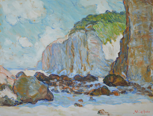 Les falaises de Dieppe - marée basse van Patrick MARIE, Schilderij te koop op Singulart