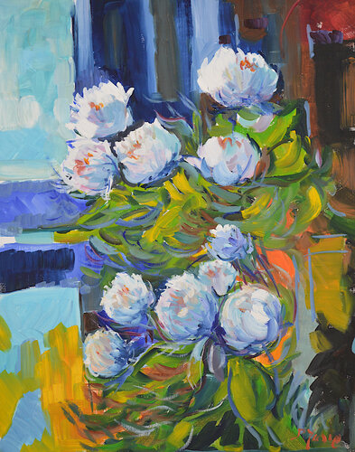 Les pivoines van Patrick MARIE, Schilderij te koop op Singulart