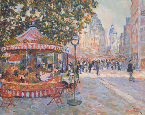 Le petit manège - Rouen von Patrick MARIE, Malerei kaufen auf Singulart
