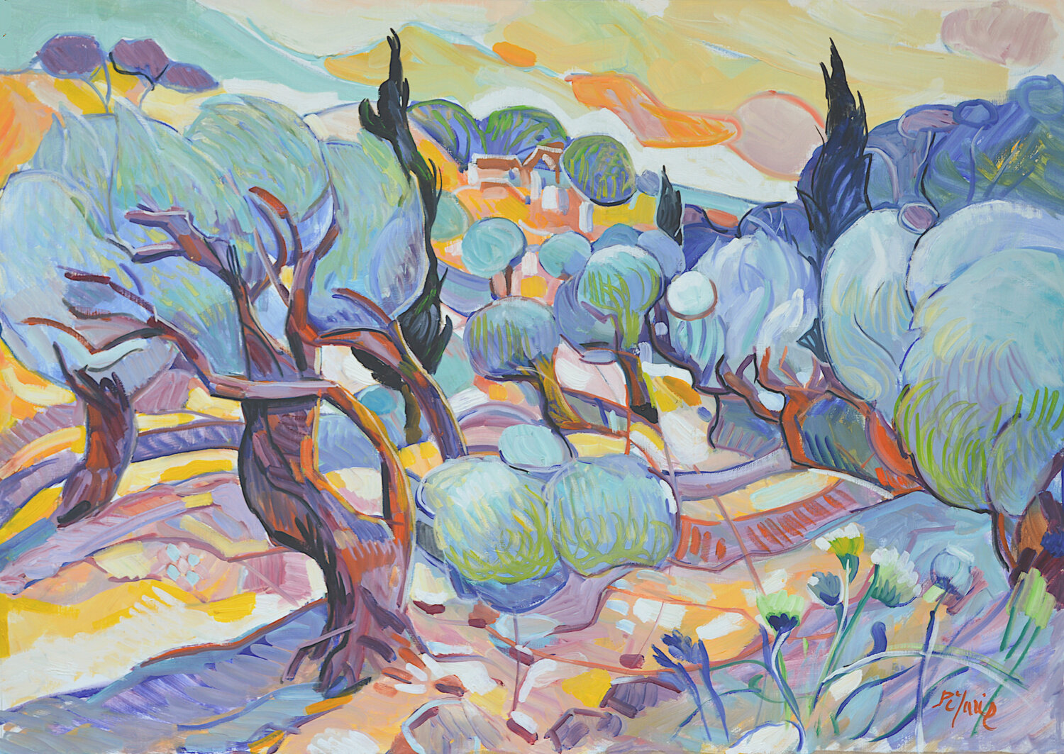 Les  oliviers - le soir Patrick MARIE