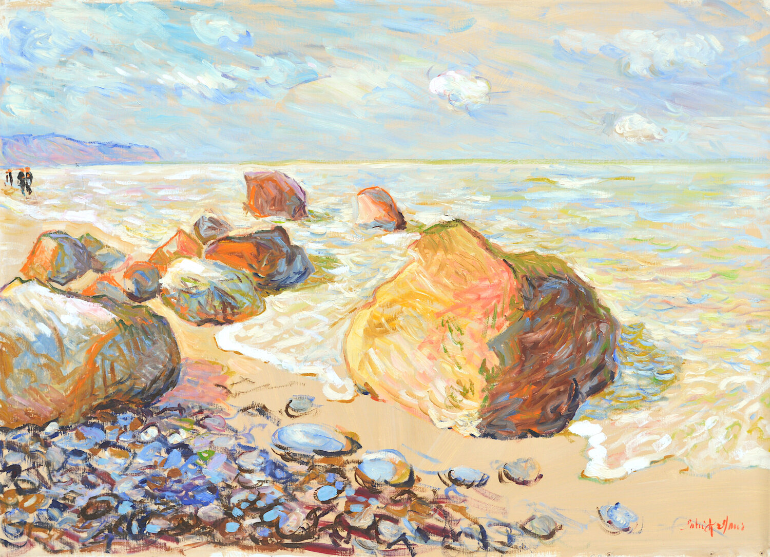 Au bord de la mer à Dieppe- Normandie Patrick MARIE Originalgemälde zu verkaufen